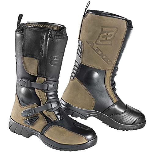 Bogotto ADX-E botas de moto impermeables (Black/Brown,45)