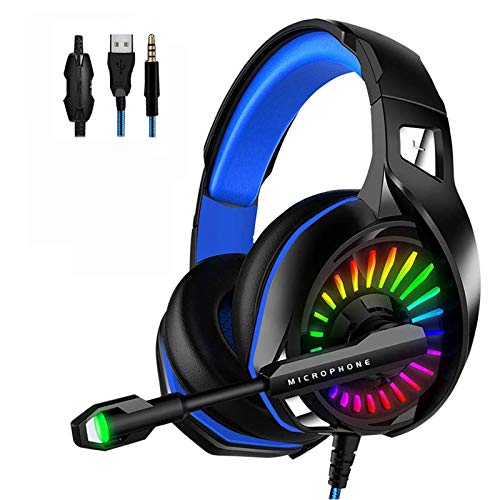 WZTO Auriculares Gaming para PS4, PC, Xbox One, Auriculares con Micrófono RGB LED, Casco Gaming Auriculares para Nintendo Switch Playstation Móvil Computadora Móvil [Video Juego]