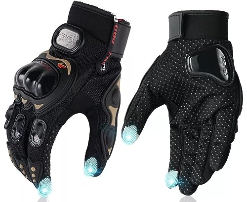 LEDMOTO Guantes de Moto con Protecciones y táctil en Dedos, Guantes para Bicicleta Patinete ATV BMX MTB, Escalada, Guantes tácticos y Otros Deportes al Aire Libre. (XL, Negro/Black)