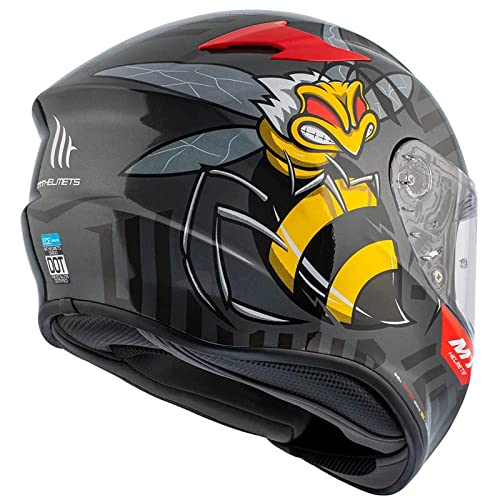 Casco MT FF106 Targo Bee Gris Rojo - Casco de Moto Integral Homologado ECE (S)