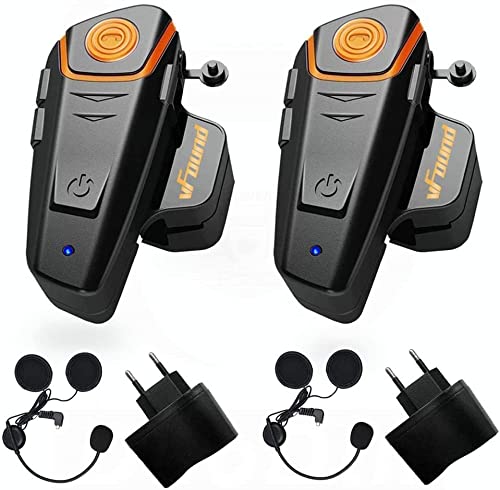 Qaurora BT-S2 1000 M Bluetooth Headset Impermeable, Casco Intercomunicador Interphone Móvil para 2 o 3 Jinetes y 2,5 mm de Audio para Walkie Talkie GPS (2 Pieza)