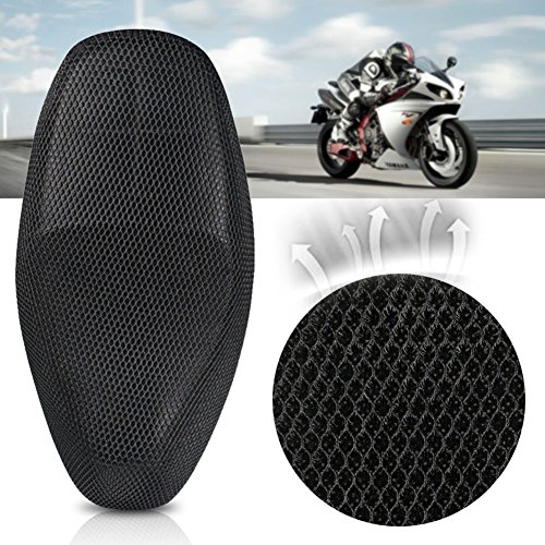 Moto Funda de Asiento, Resistente Al Calor Transpirable Protección Motocicleta Funda de Asiento Antideslizante Moto Malla Scooter Amortiguador Motocicleta Silla Protector Tapete - Negro