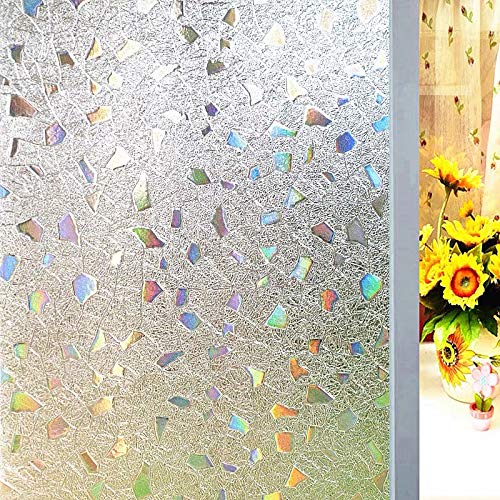 Película de Cubierta de Ventana de Piedras Preciosas de Colores de Diamante Etiqueta de Vidrio 3D estática no Adhesiva película de Vidrio de Puerta y Ventana para el hogar C 30x100cm