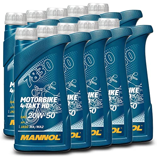 MANNOL 10 x 1l 7830 Motor Bike de 4 del hd API SL/20 W de 50 Moto de aceite